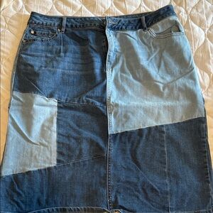 Patchwork Denim Skirt